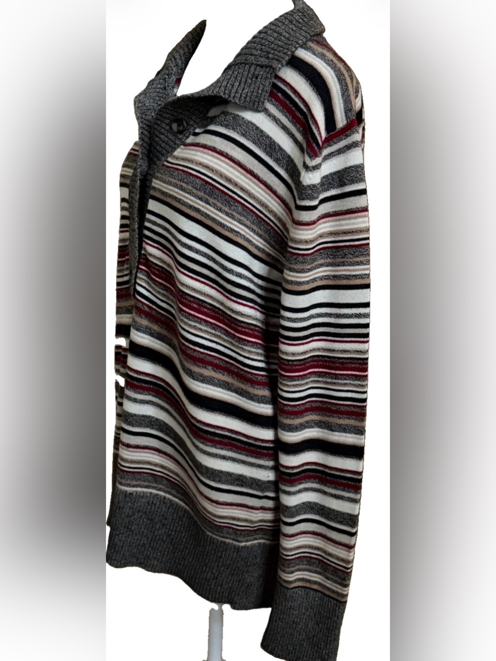 EDDIE BAUER Women’s XL Striped Collared Button Neck Knit Pullover Sweater - Picture 4 of 6